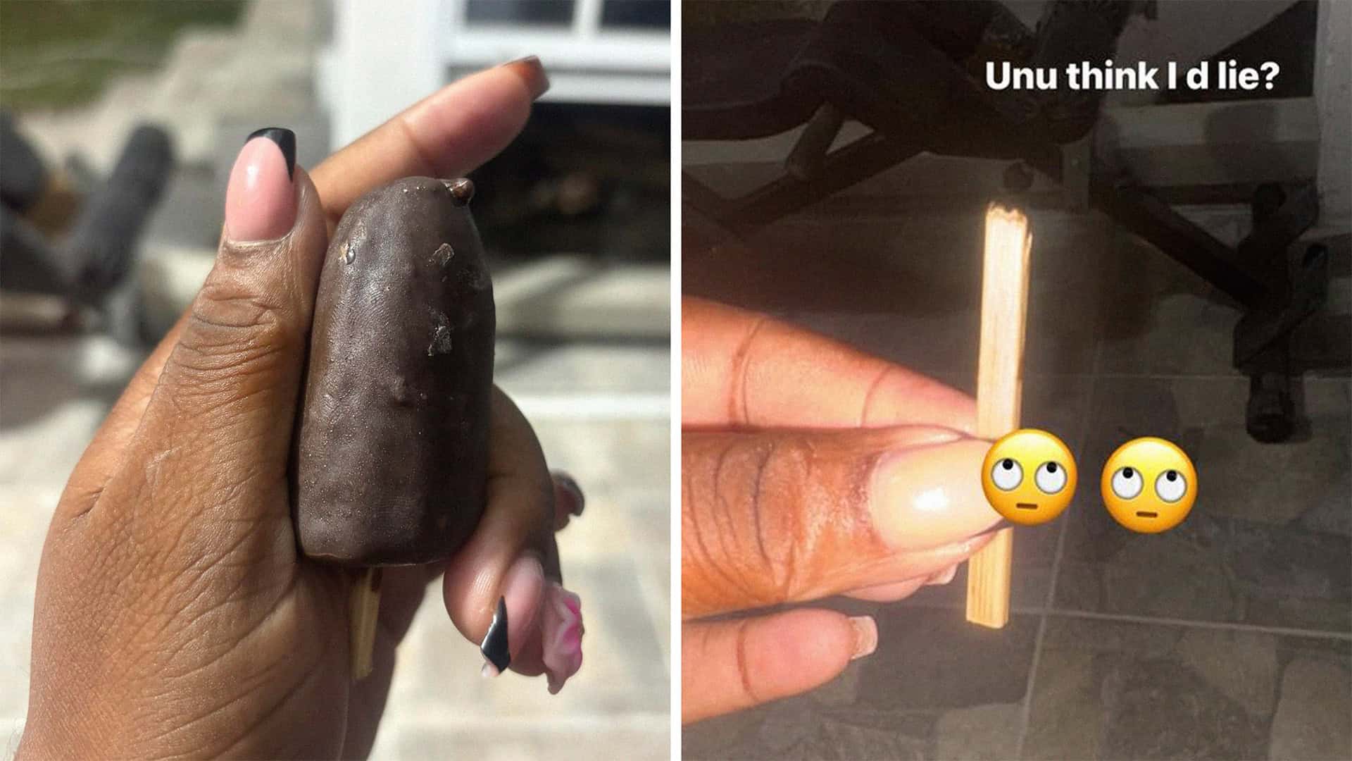 choco banana (l) stick (r)